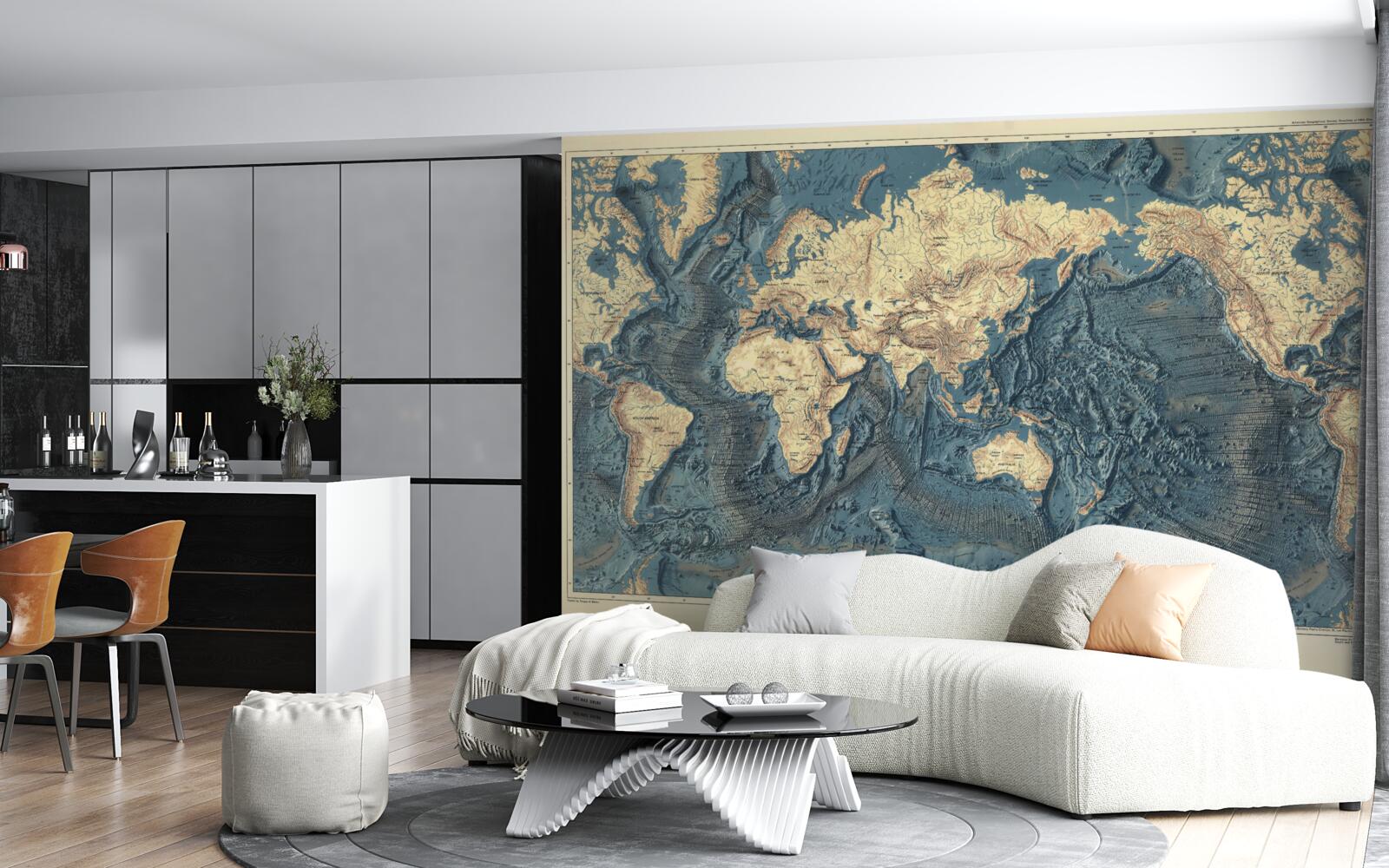 Fotobehang oceaanbodem in reliëf