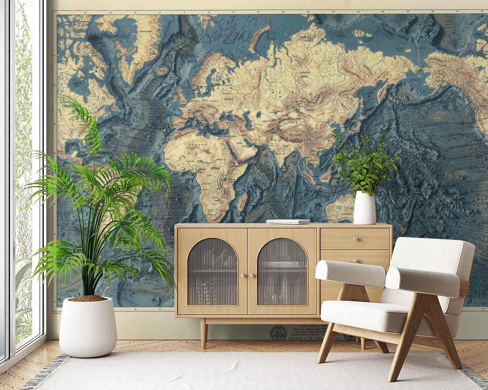 Fotobehang oceaanbodem in reliëf