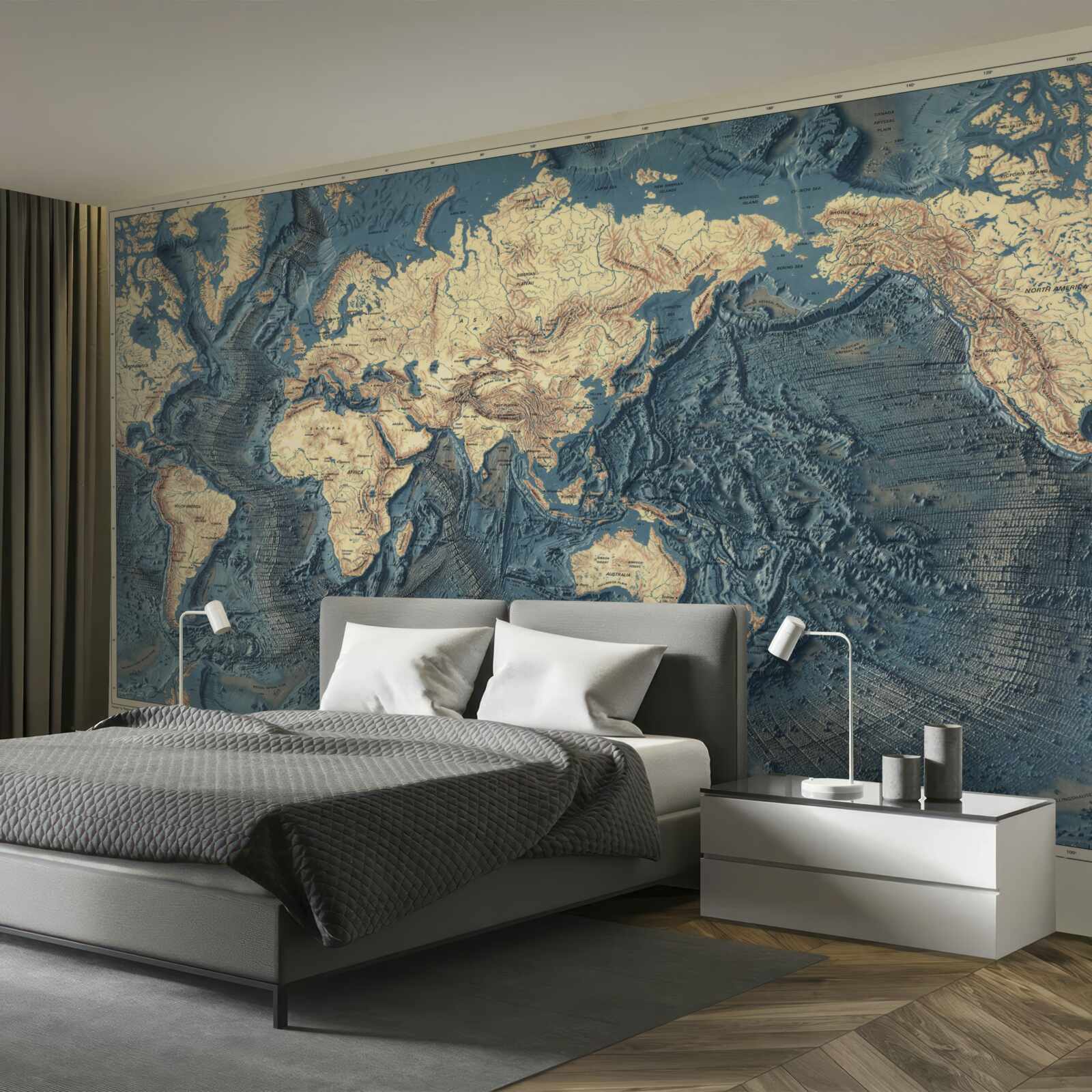 Fotobehang oceaanbodem in reliëf