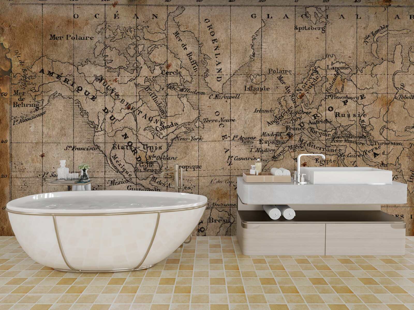 Fotobehang fragment van oude cartografie