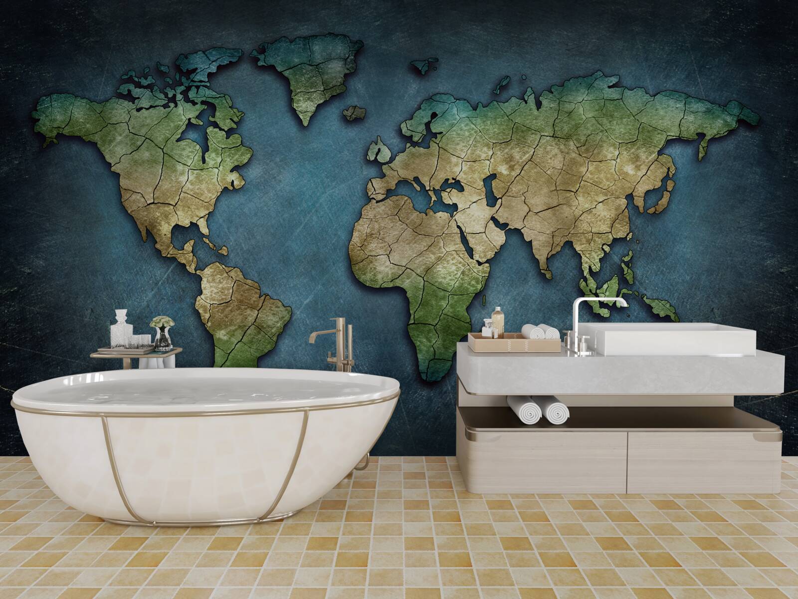 Fotobehang wereldkaart voor aan de muur