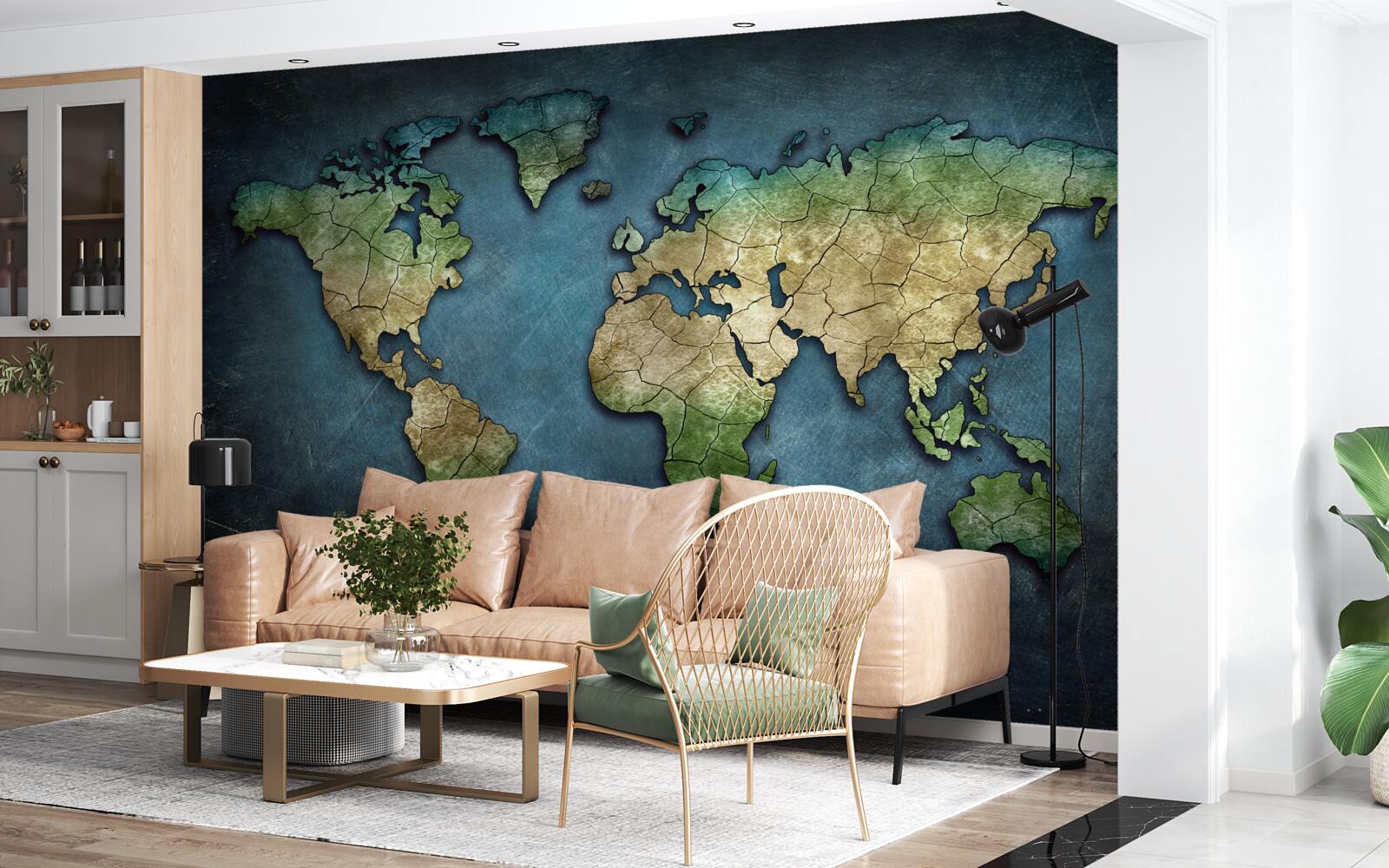 Fotobehang wereldkaart voor aan de muur