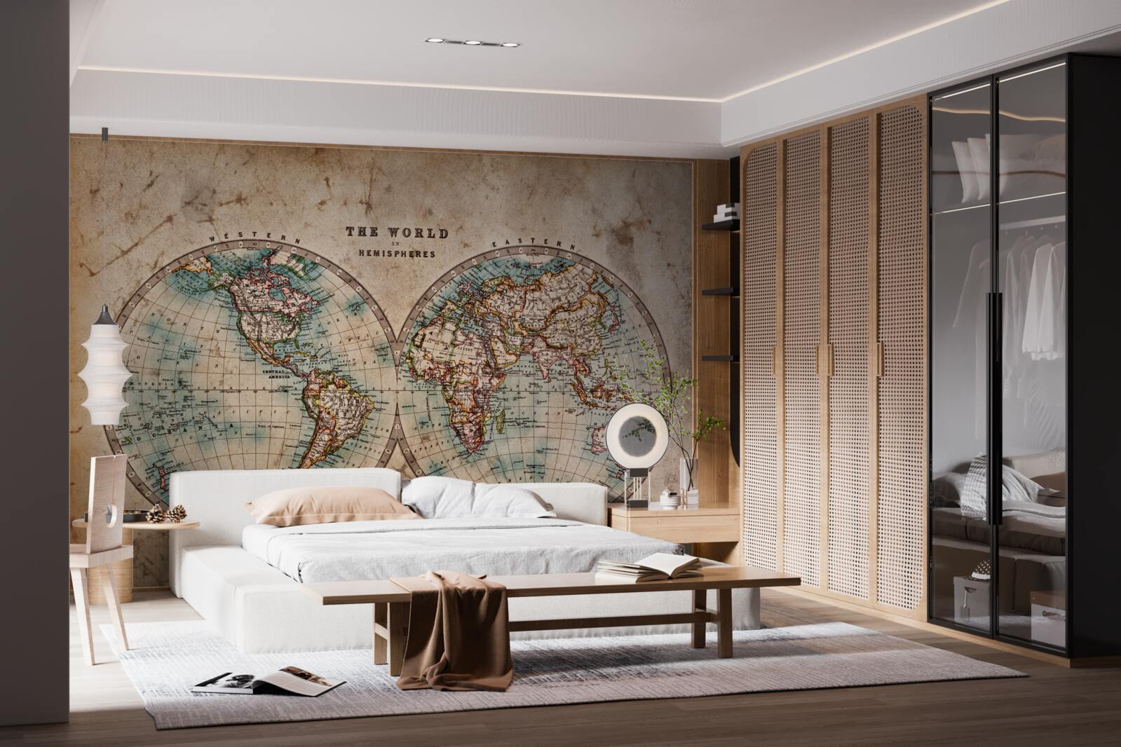 Fotobehang tweedelige oude geografische atlas