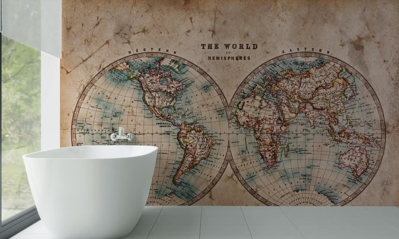 Fotobehang tweedelige oude geografische atlas