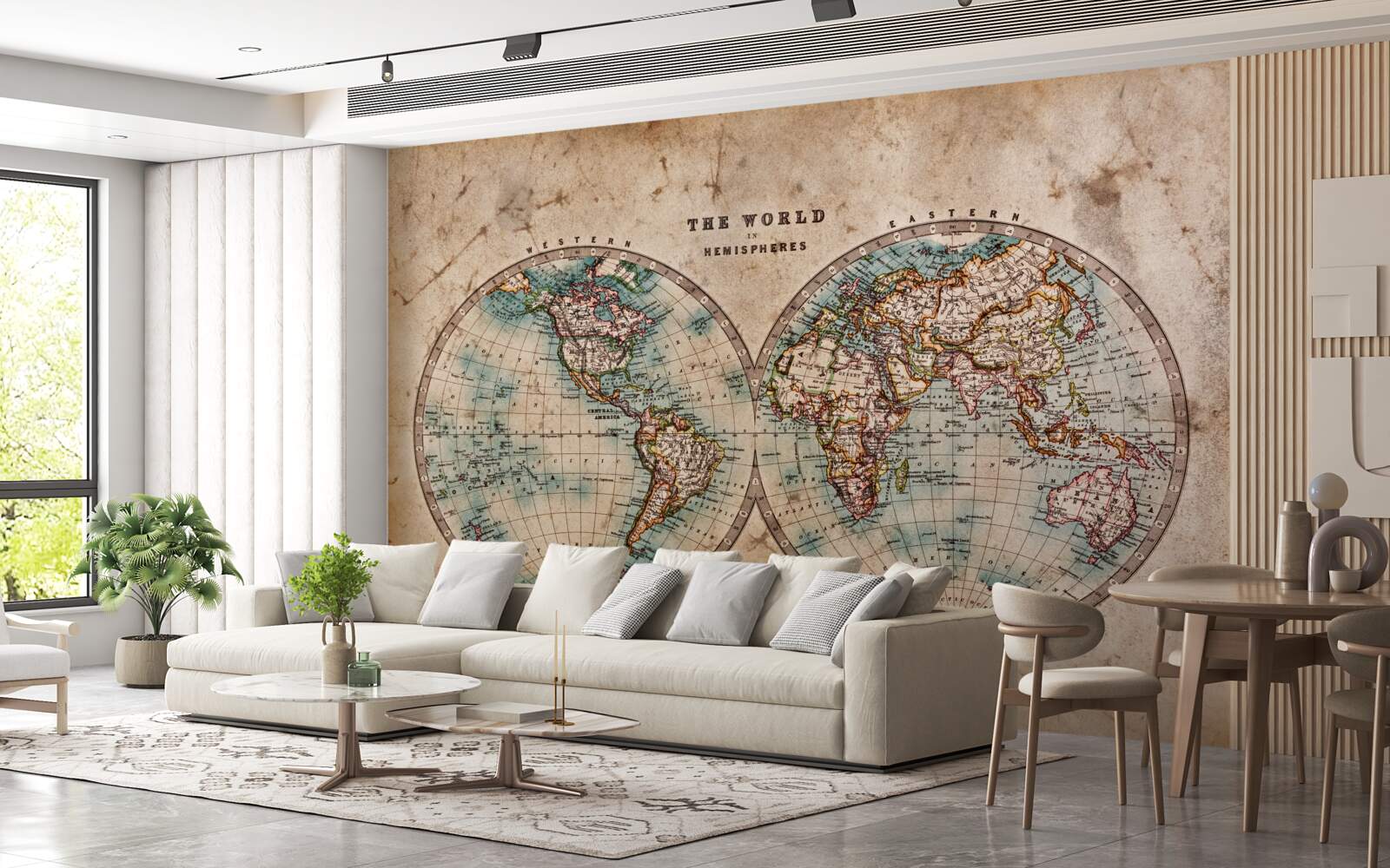 Fotobehang tweedelige oude geografische atlas