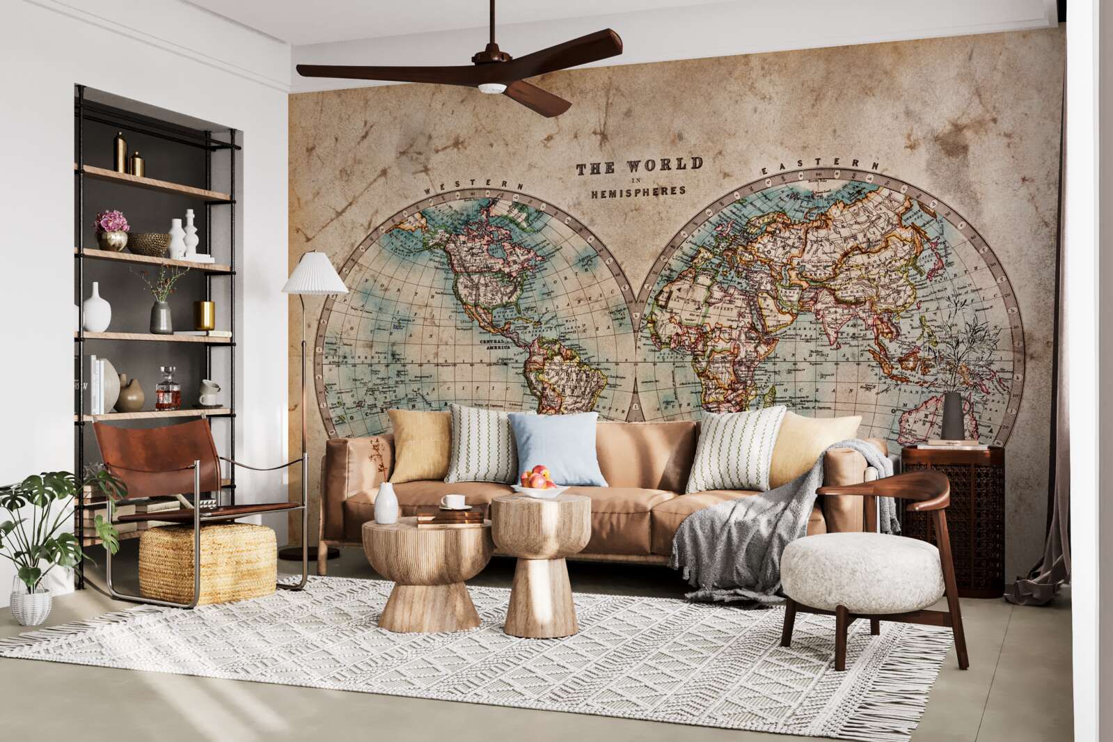 Fotobehang tweedelige oude geografische atlas