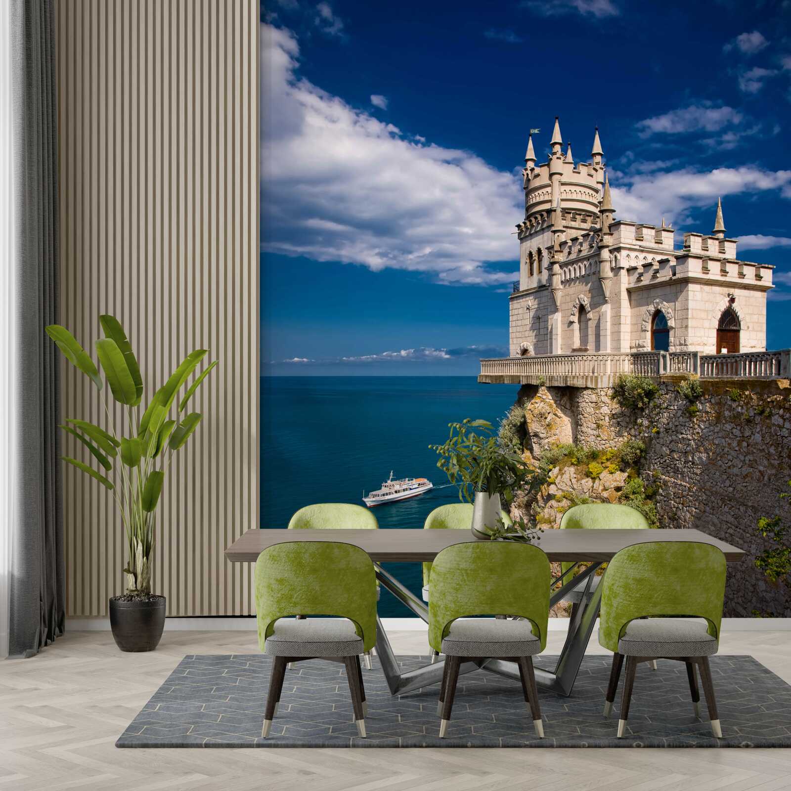 Fotobehang fort op de rand van een zeeklif