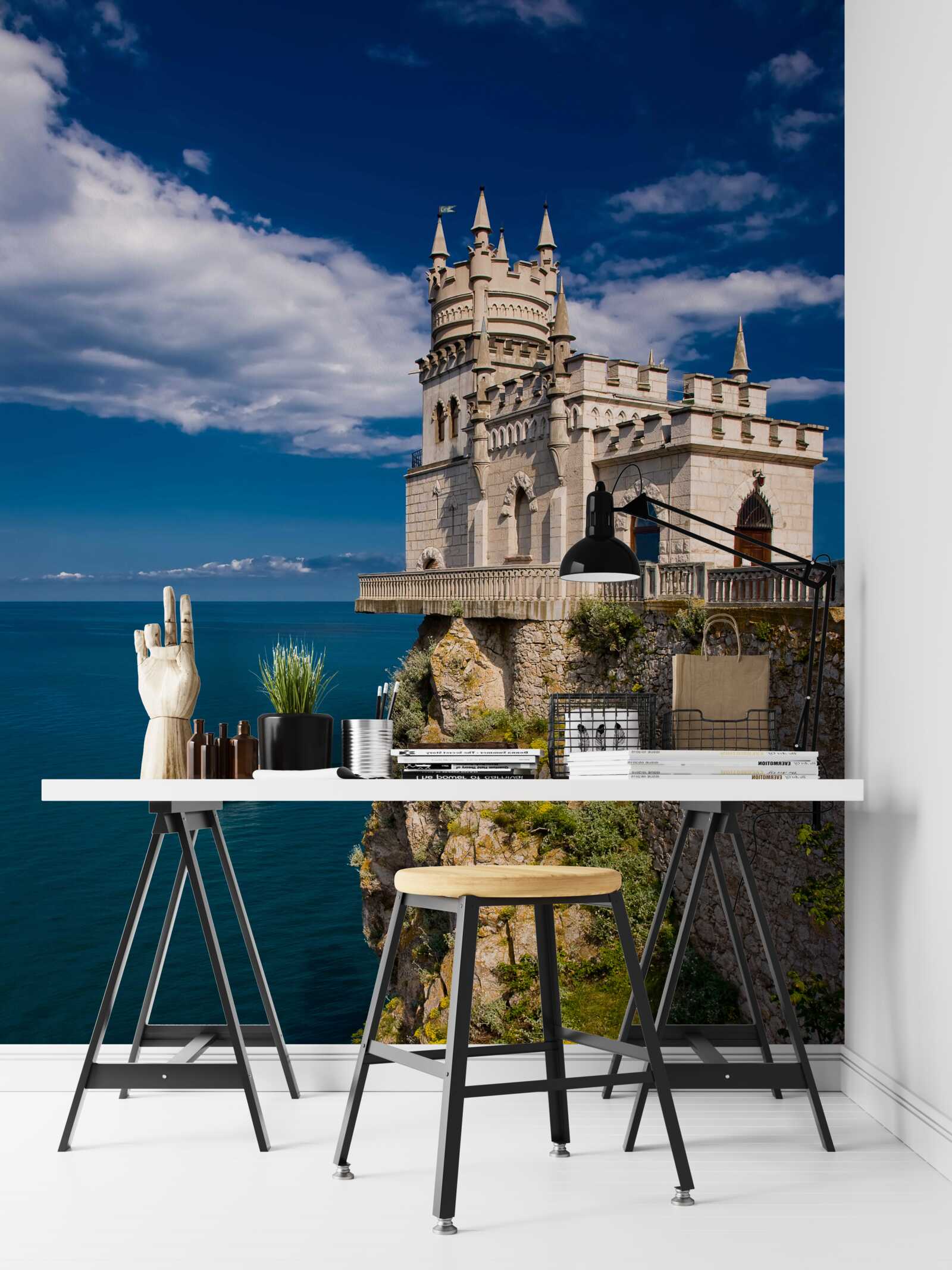 Fotobehang fort op de rand van een zeeklif