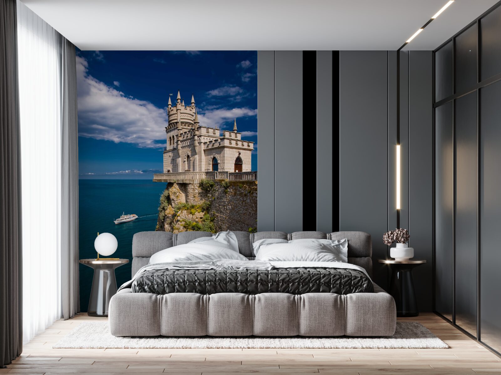 Fotobehang fort op de rand van een zeeklif