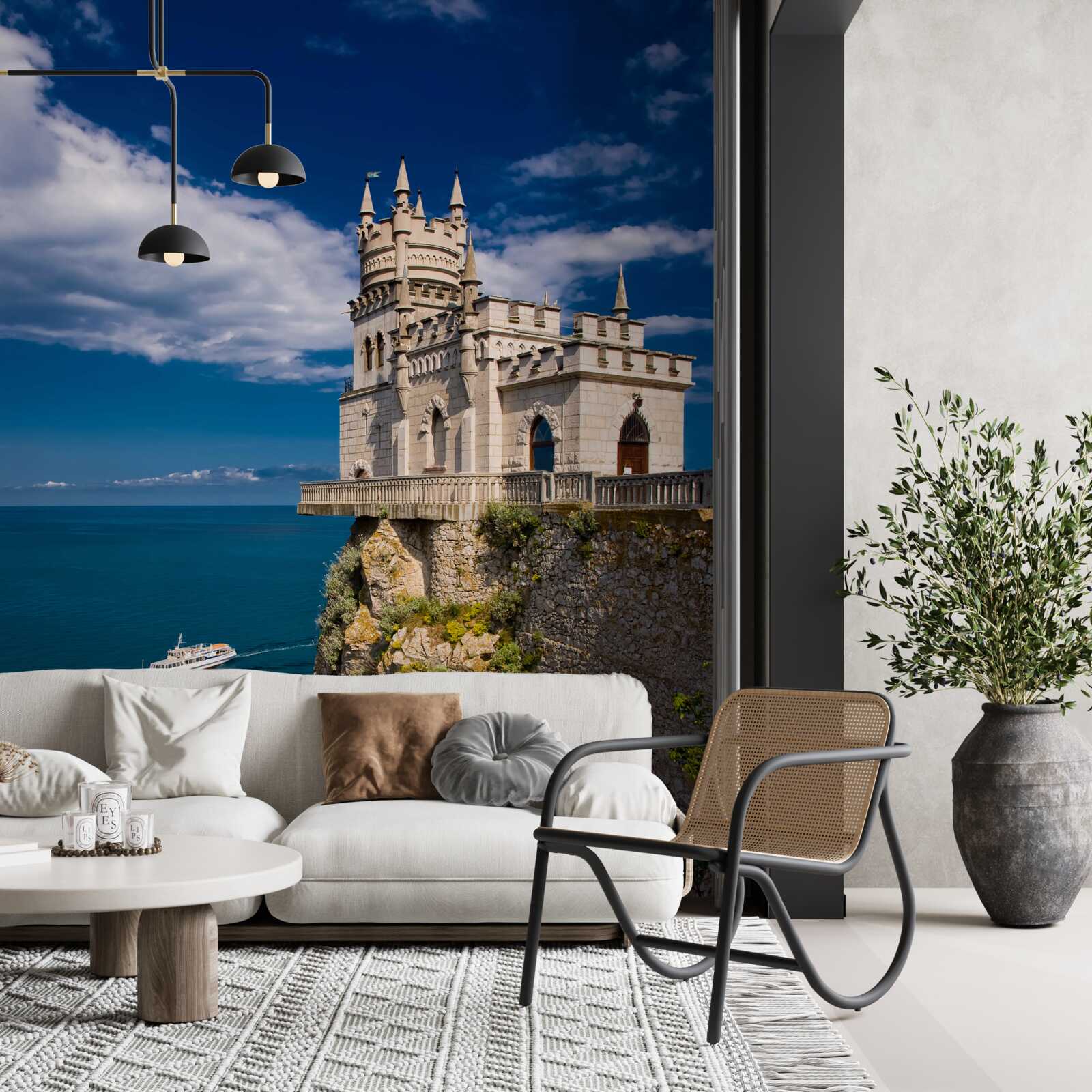 Fotobehang fort op de rand van een zeeklif