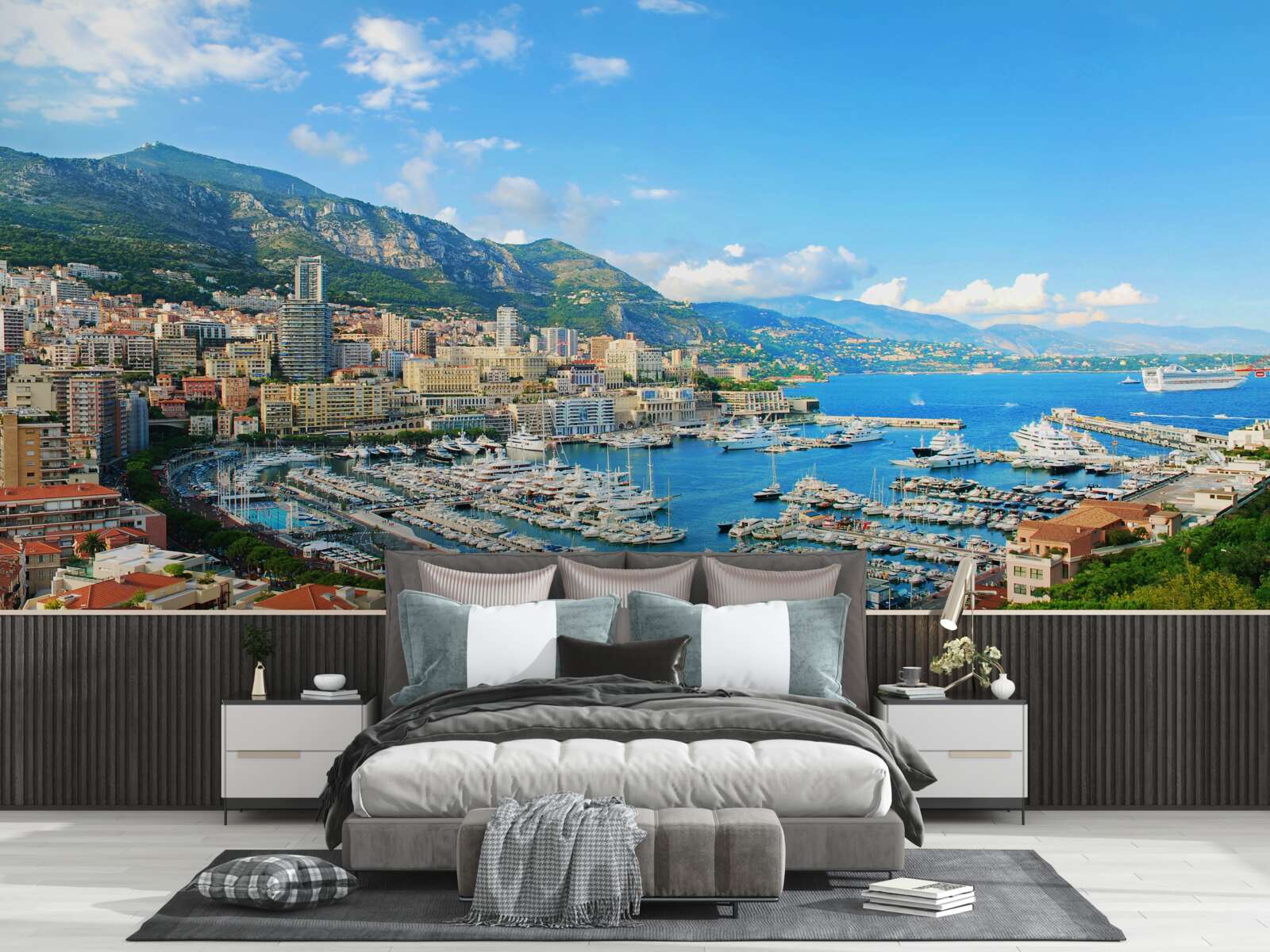 Fotobehang monaco is een baai waar veel jachten samenkomen