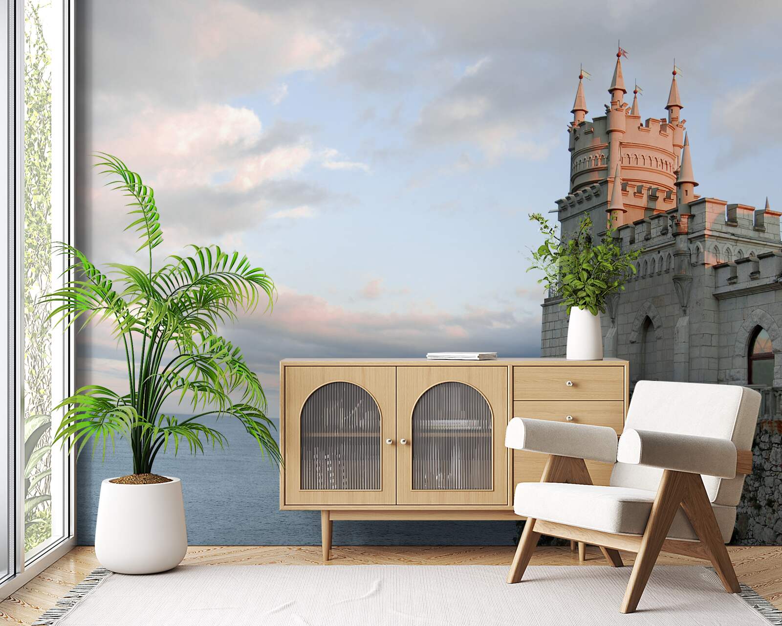 Fotobehang zwaluwnest bij dageraad