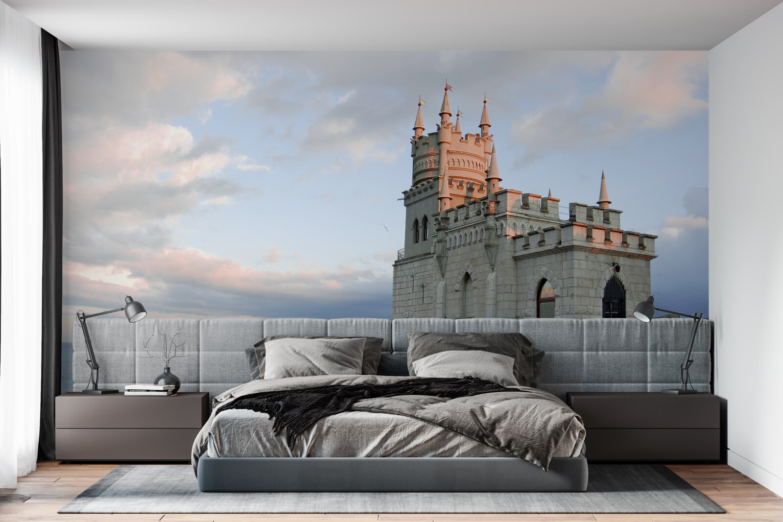 Fotobehang zwaluwnest bij dageraad