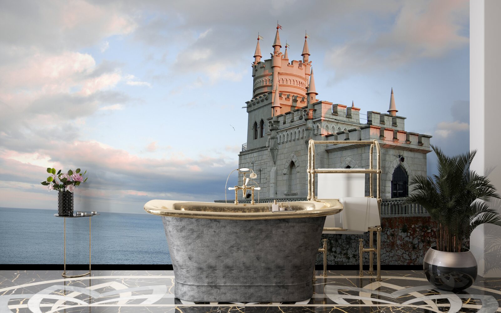 Fotobehang zwaluwnest bij dageraad