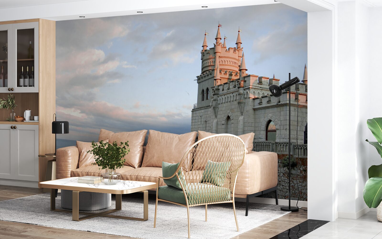 Fotobehang zwaluwnest bij dageraad