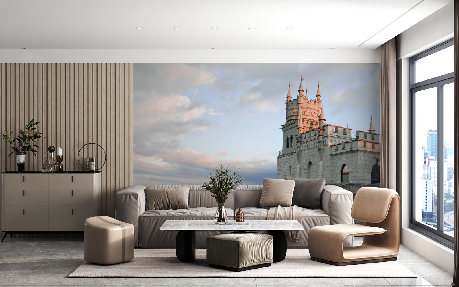 Fotobehang zwaluwnest bij dageraad