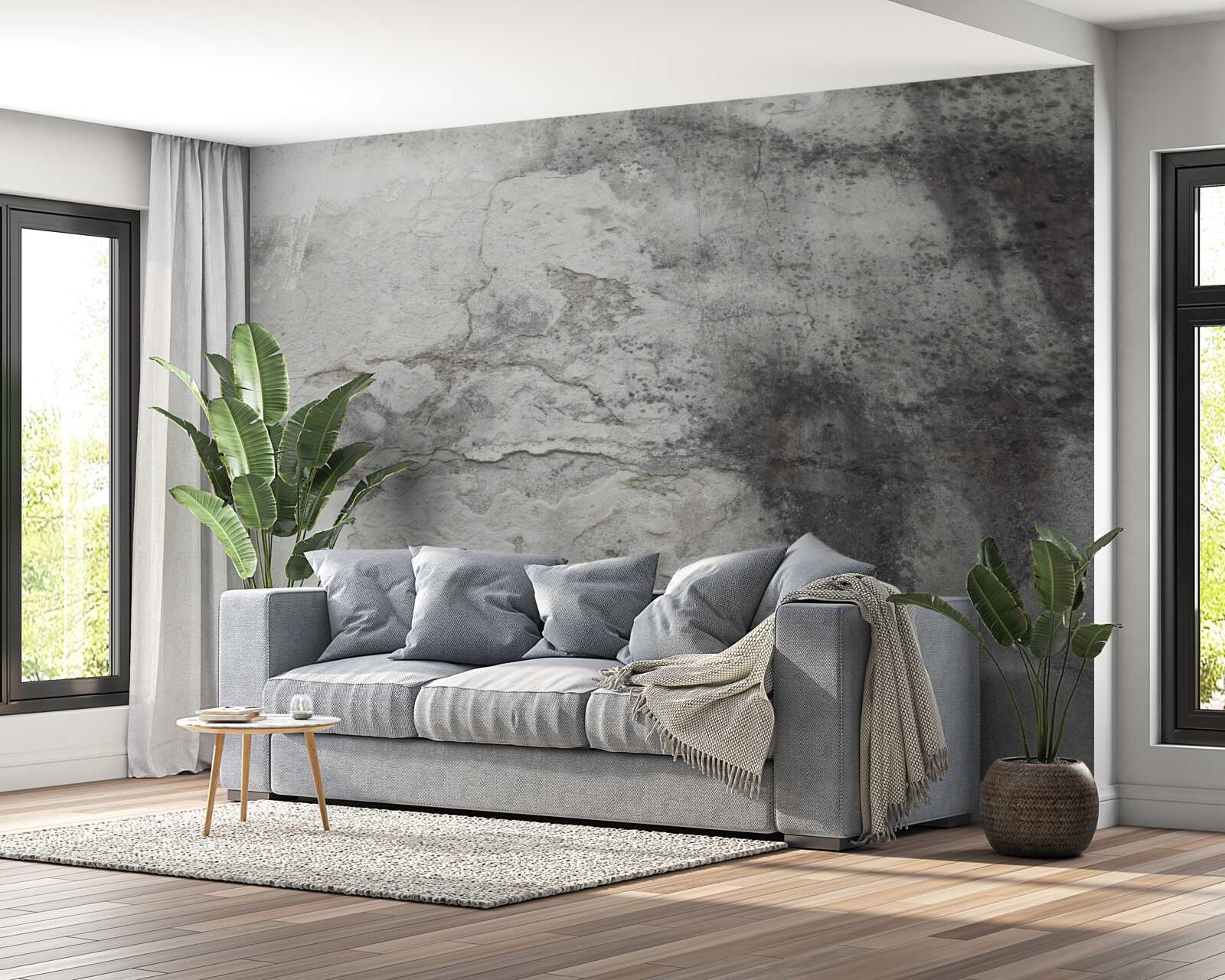 Fotobehang grijze vuilnisstructuur