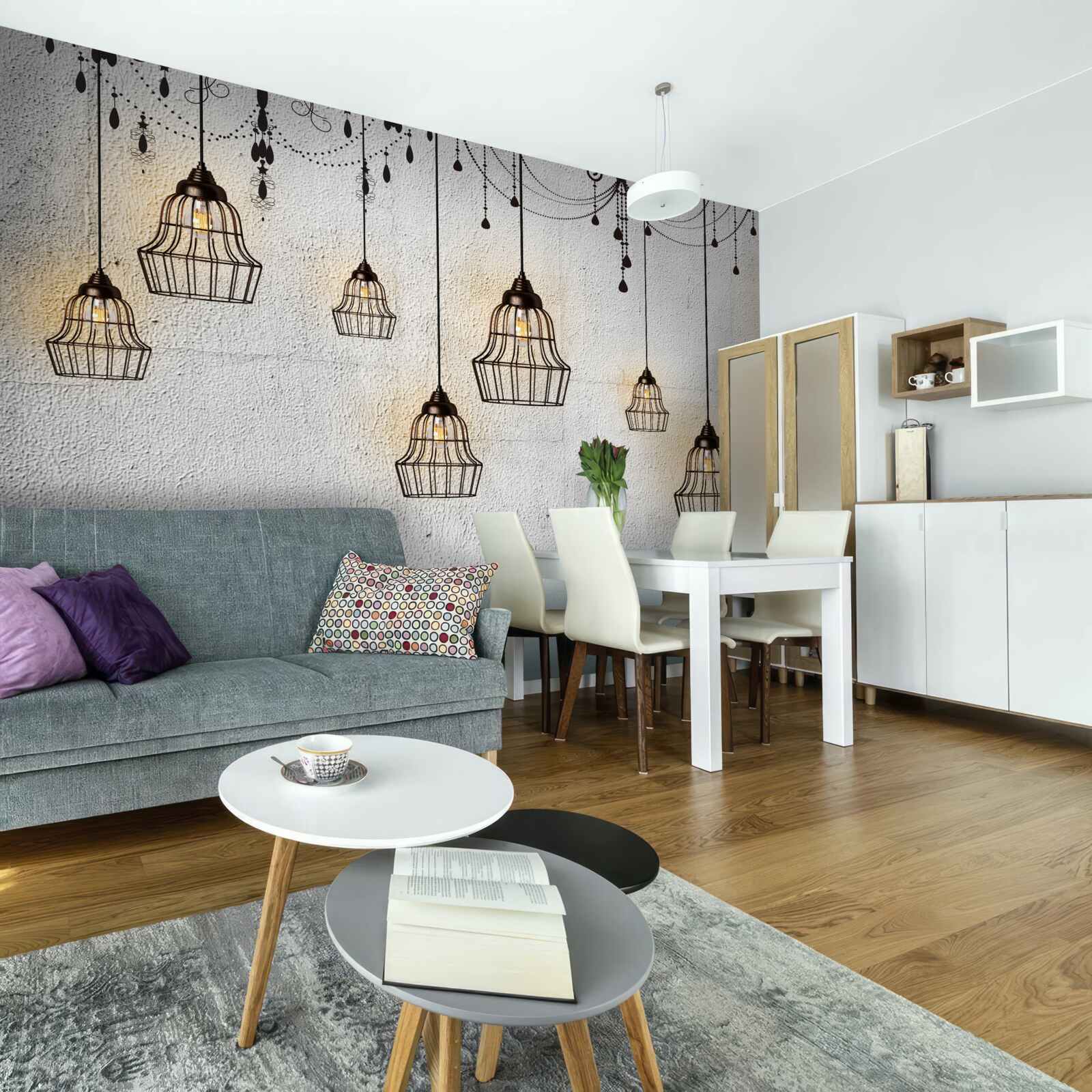 Fotobehang antieke lampen op een grijze achtergrond