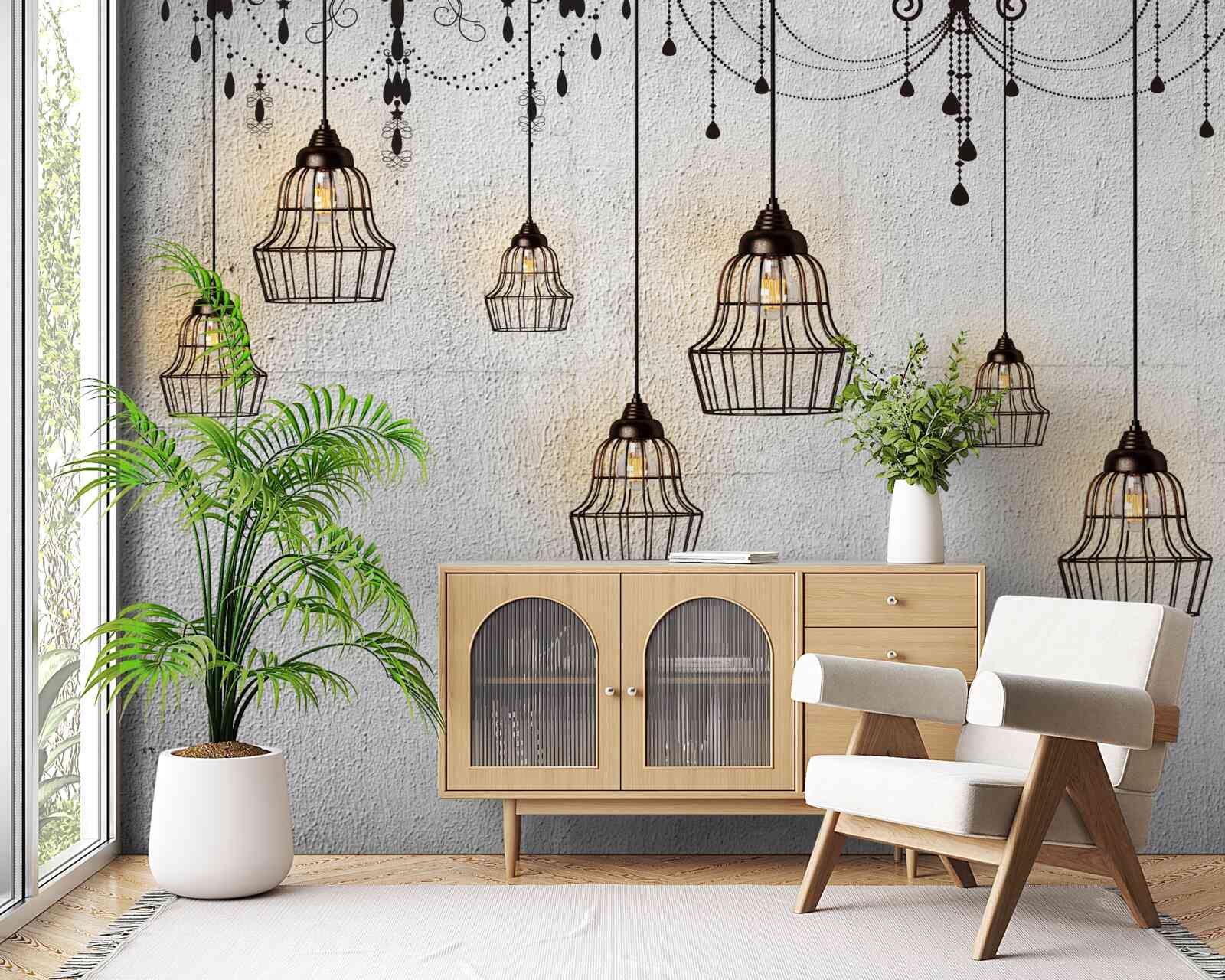 Fotobehang antieke lampen op een grijze achtergrond