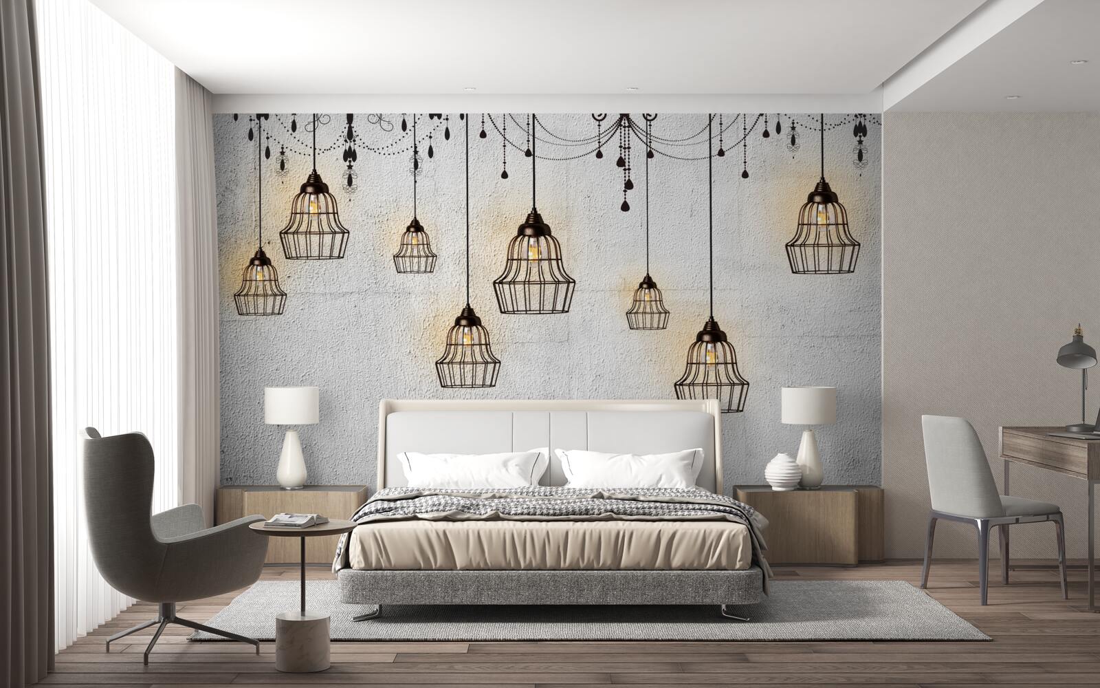 Fotobehang antieke lampen op een grijze achtergrond