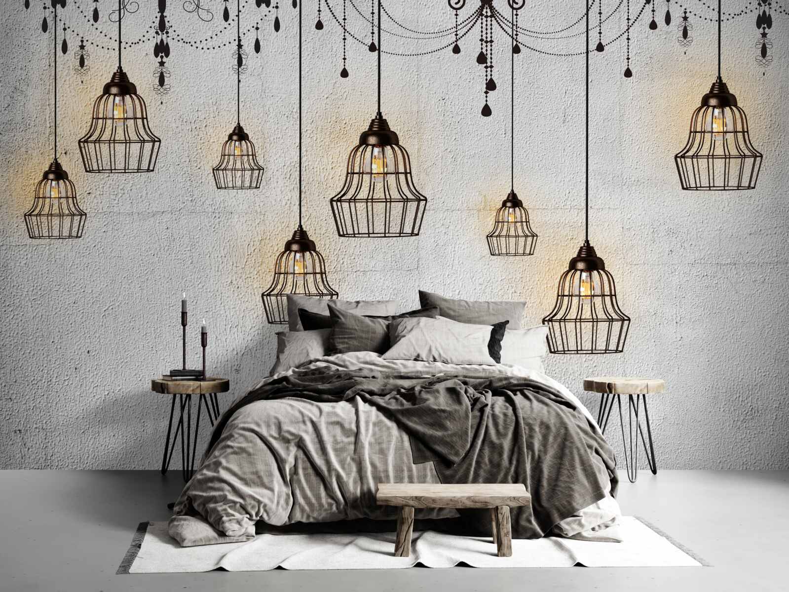 Fotobehang antieke lampen op een grijze achtergrond