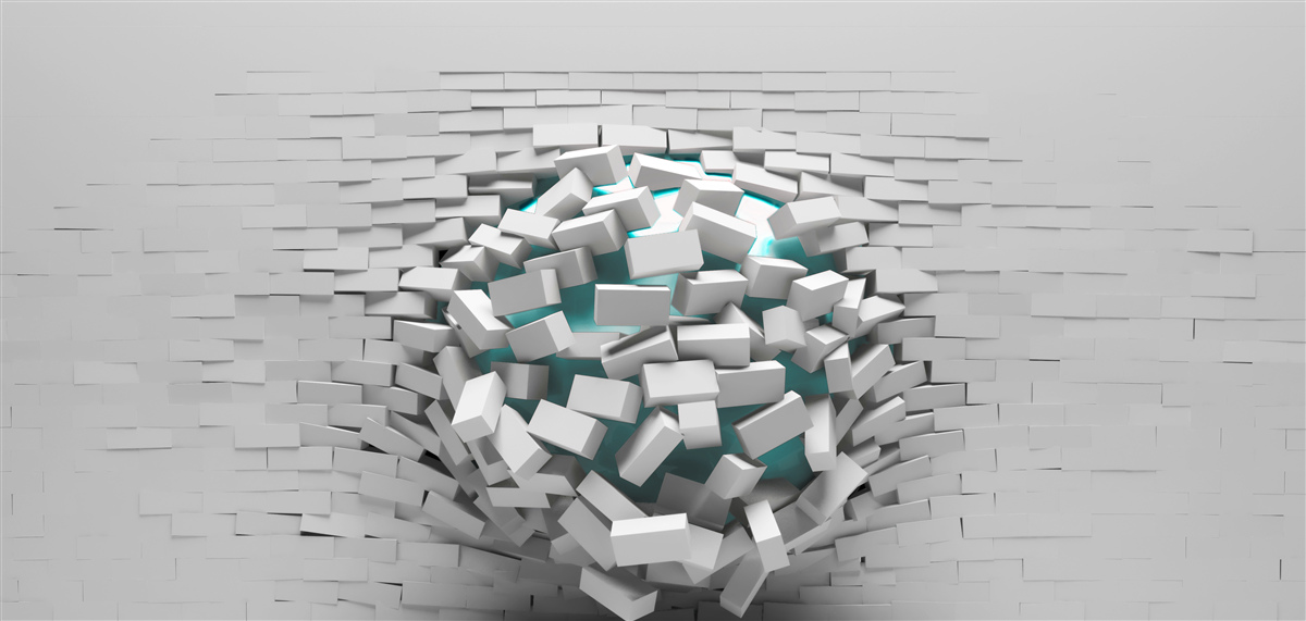 Fotobehang kolossaal gat in een bakstenen muur