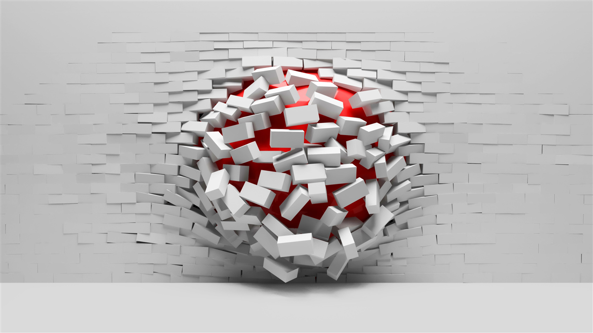 Fotobehang De muur die van de stenen valt