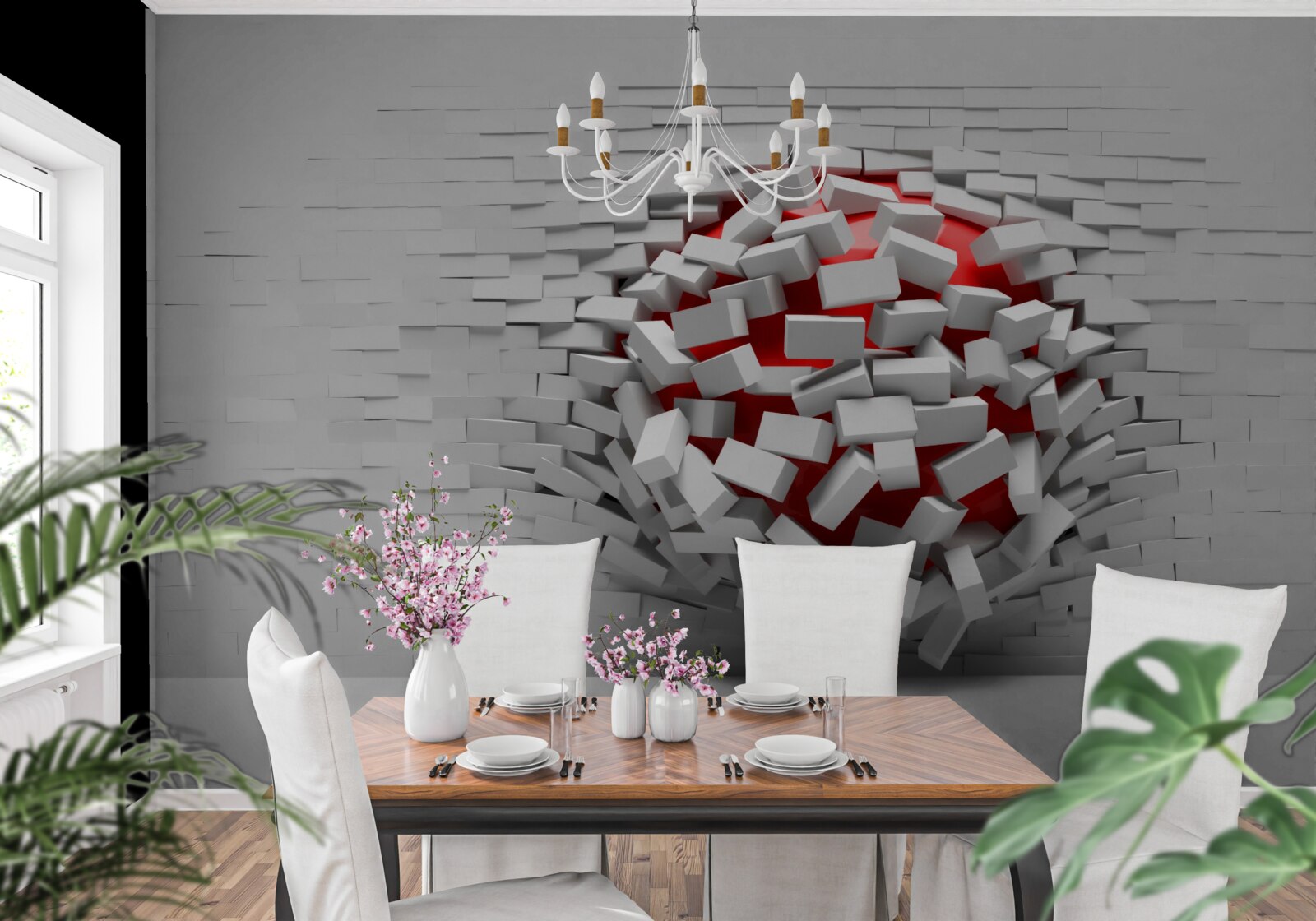 Fotobehang De muur die van de stenen valt