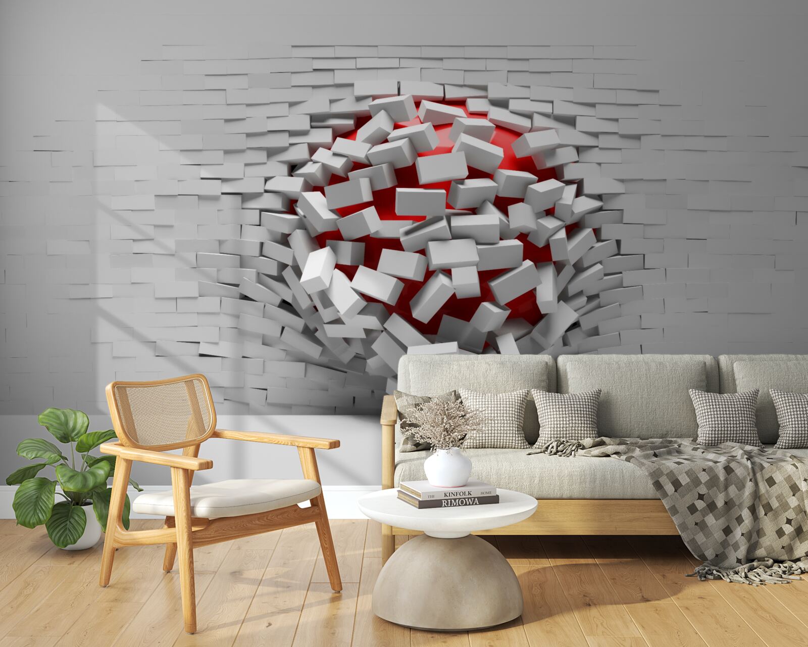 Fotobehang De muur die van de stenen valt