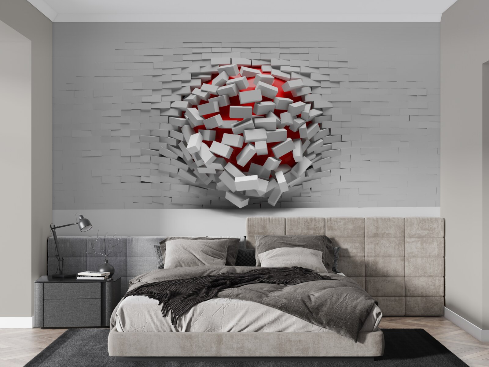 Fotobehang De muur die van de stenen valt