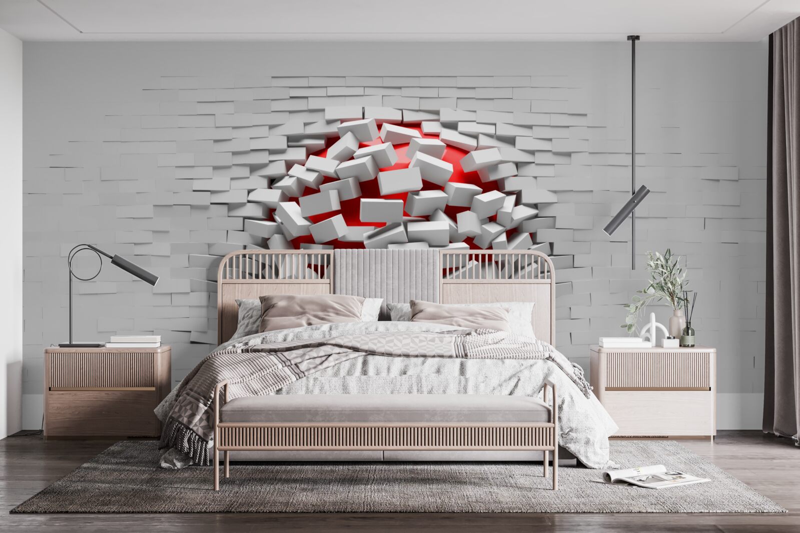 Fotobehang De muur die van de stenen valt