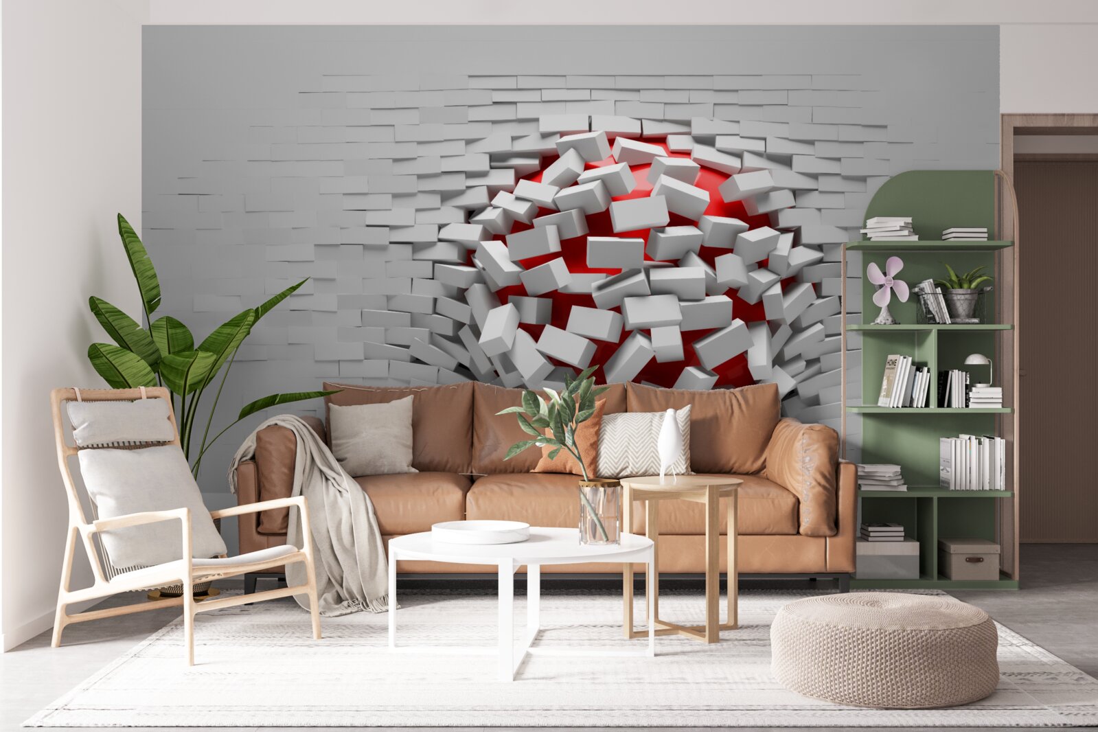 Fotobehang De muur die van de stenen valt