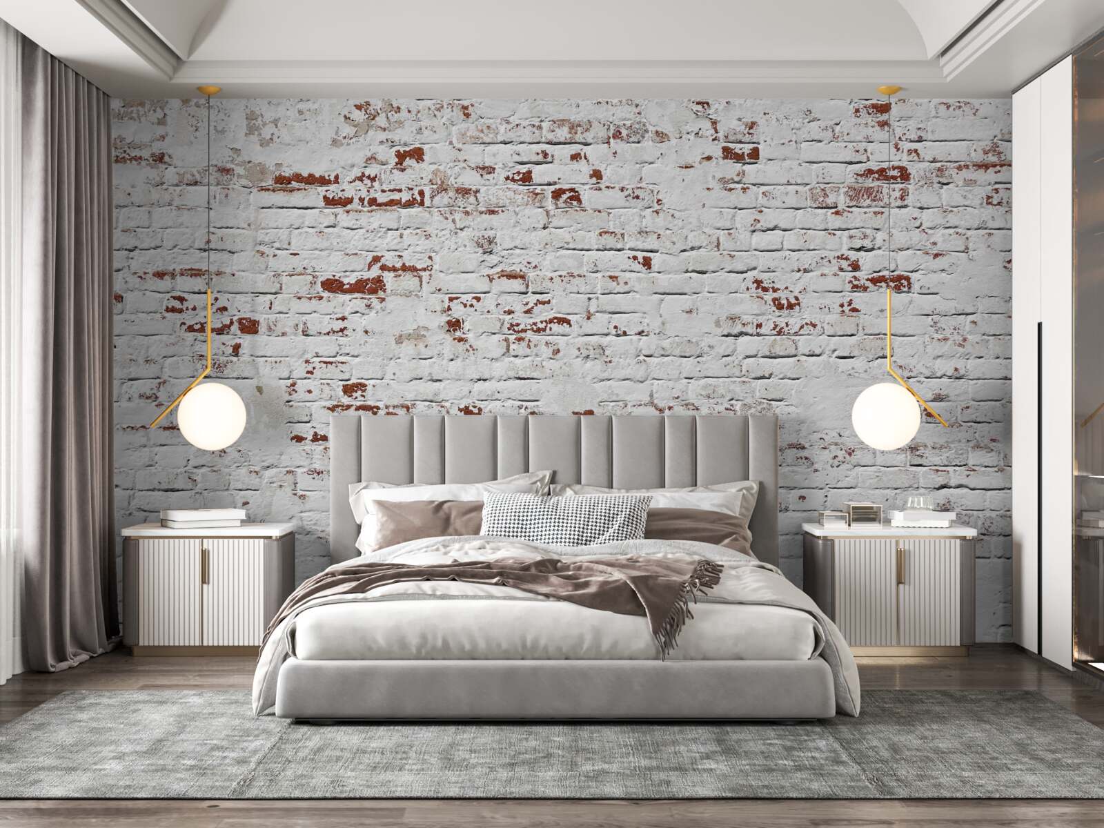 Fotobehang Een bakstenen muur die zijn uiterlijk heeft verloren