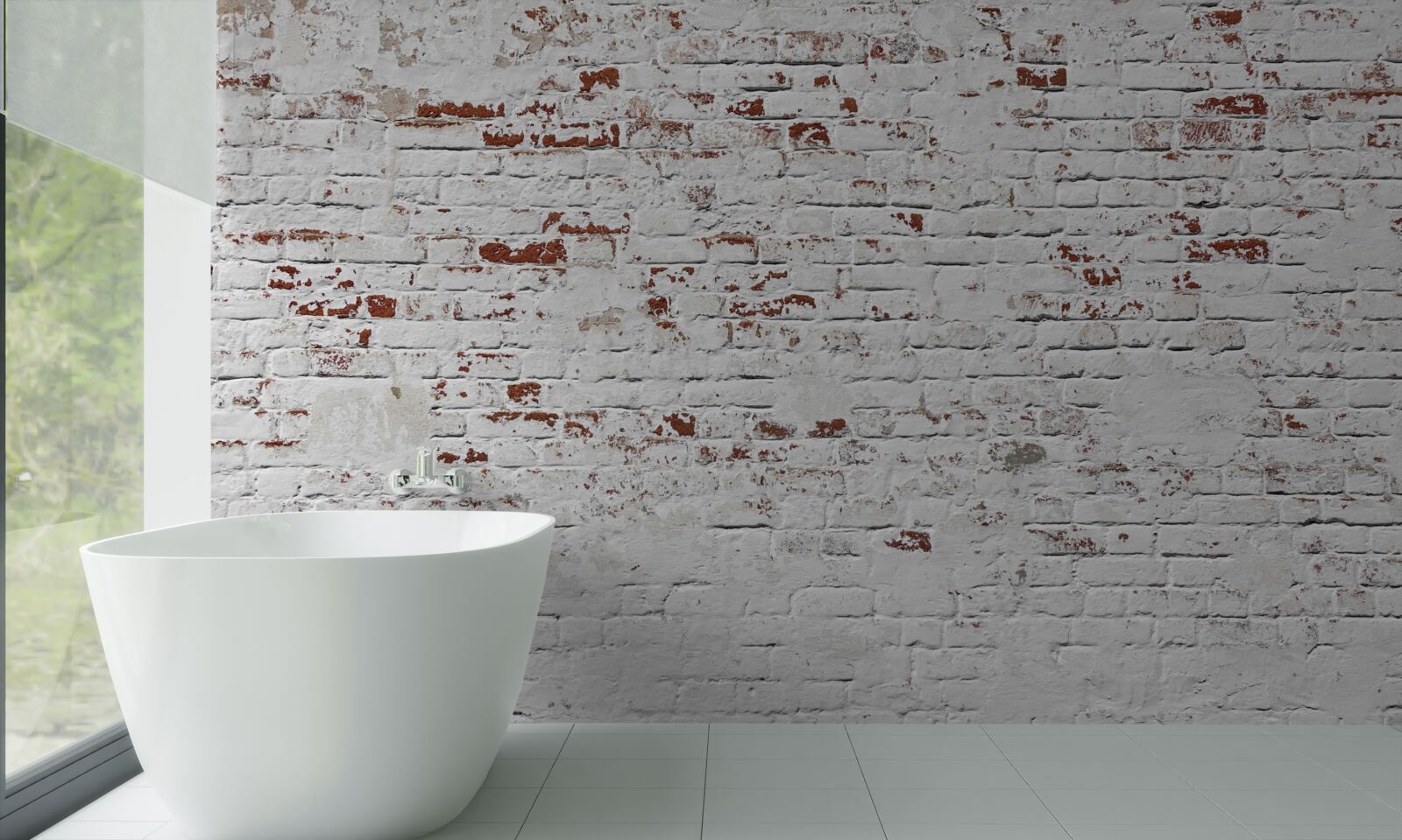 Fotobehang Een bakstenen muur die zijn uiterlijk heeft verloren