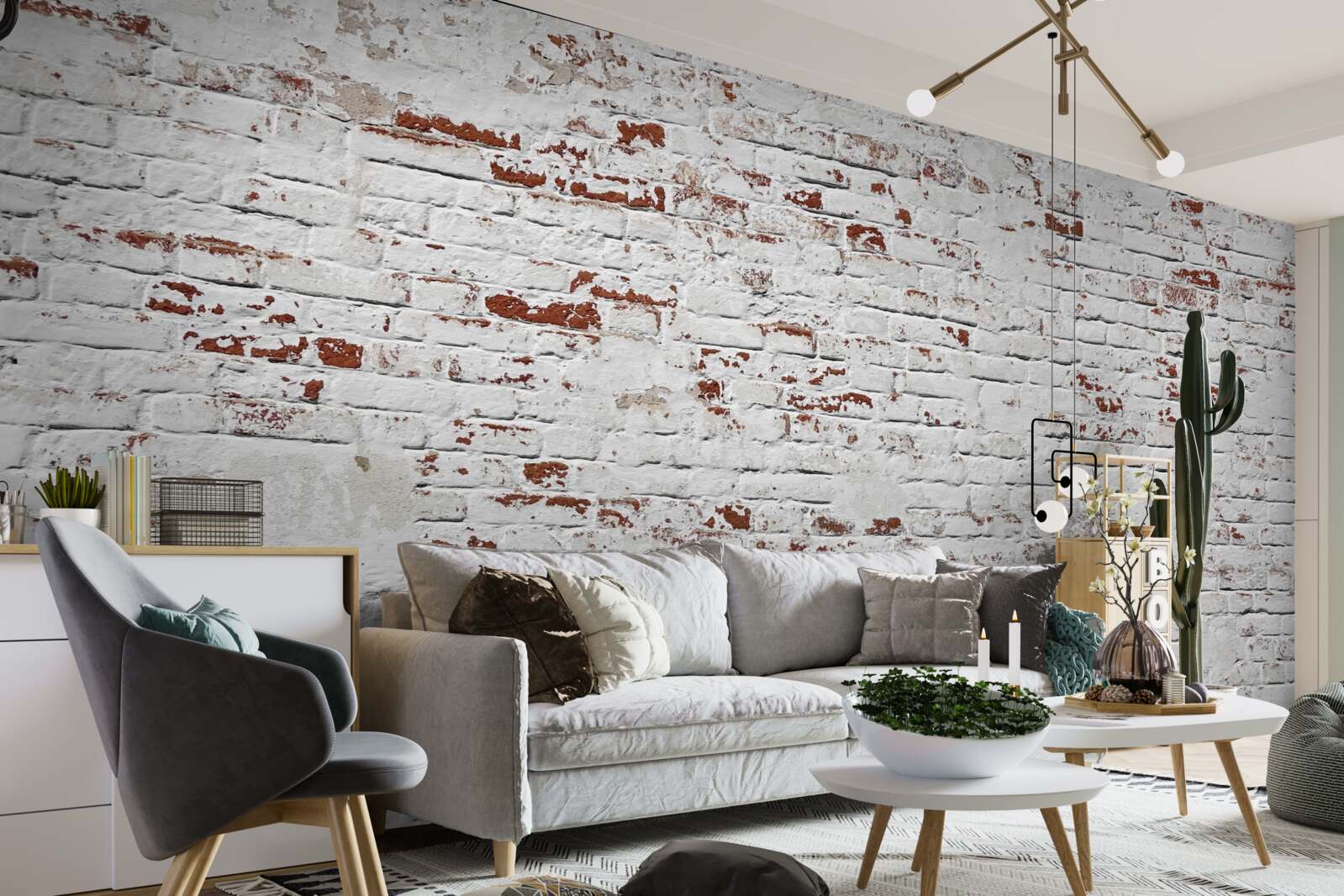 Fotobehang Een bakstenen muur die zijn uiterlijk heeft verloren