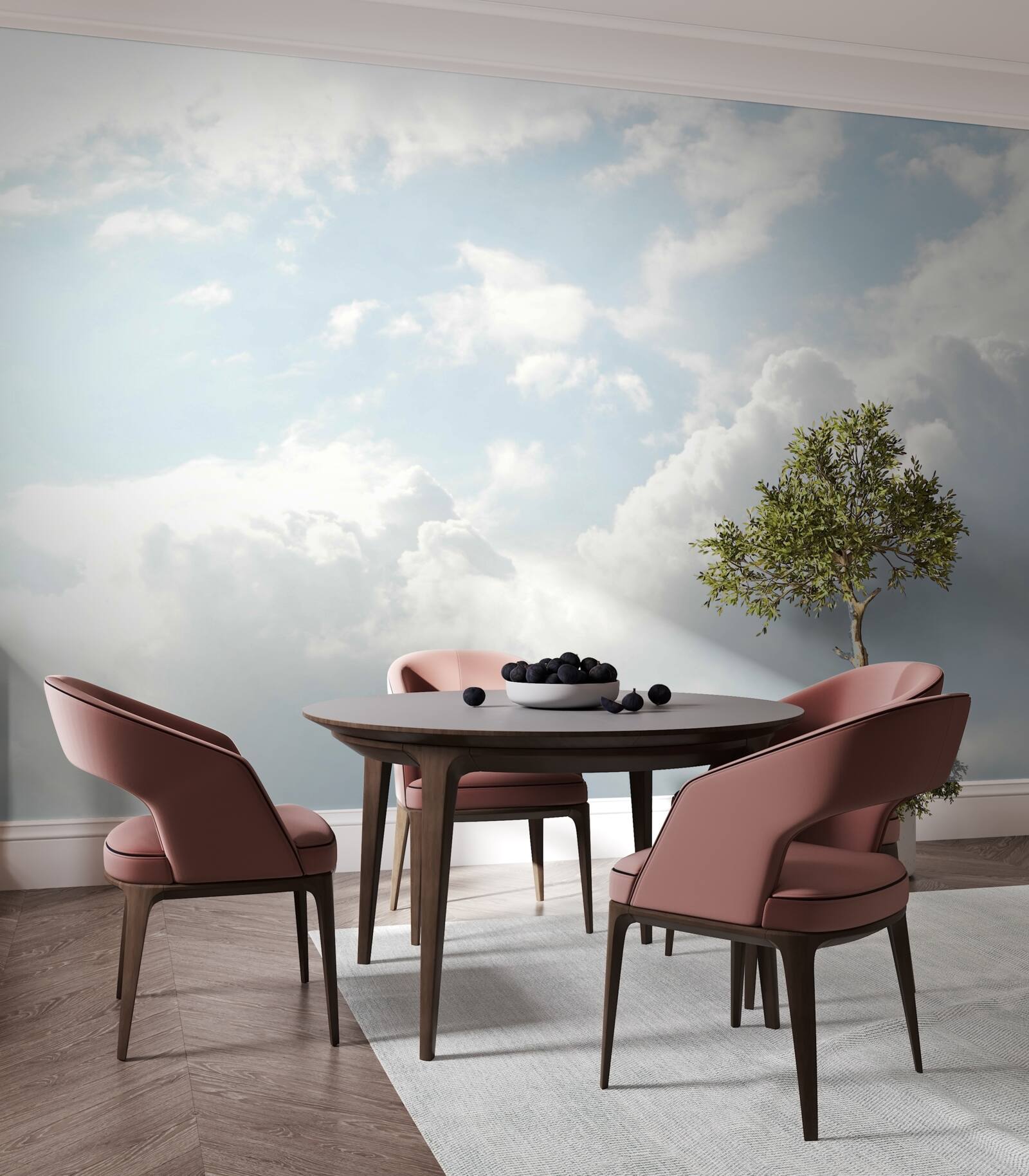 Fotobehang dikke melkachtige wolken