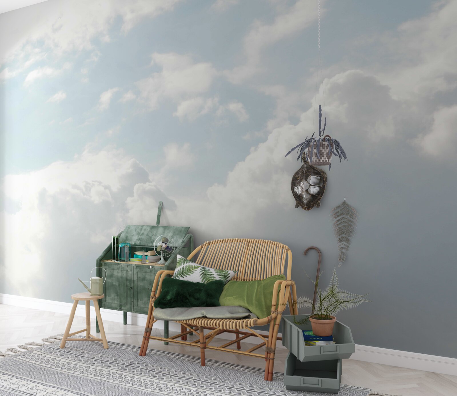 Fotobehang dikke melkachtige wolken