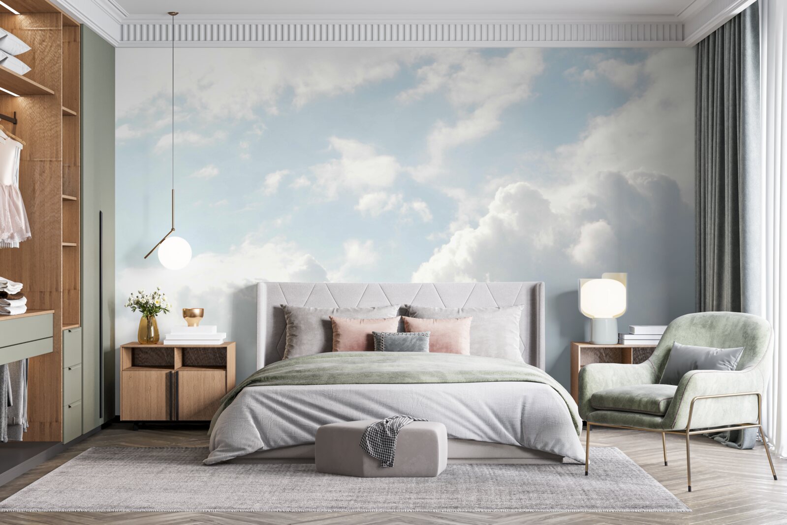 Fotobehang dikke melkachtige wolken