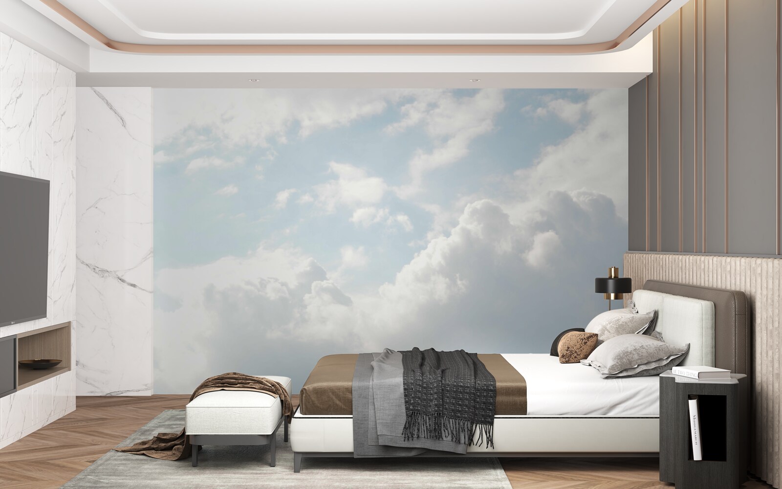 Fotobehang dikke melkachtige wolken