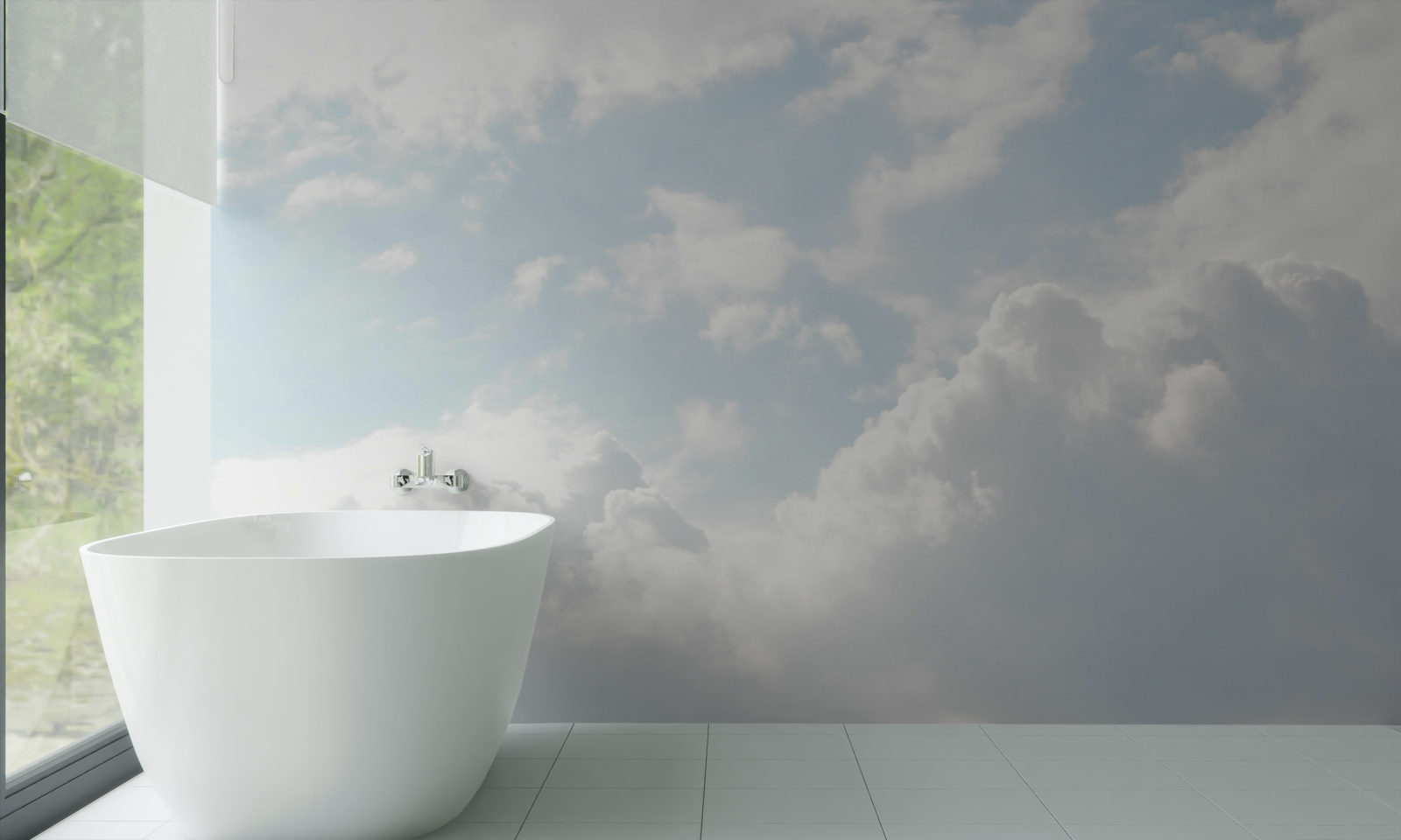 Fotobehang dikke melkachtige wolken