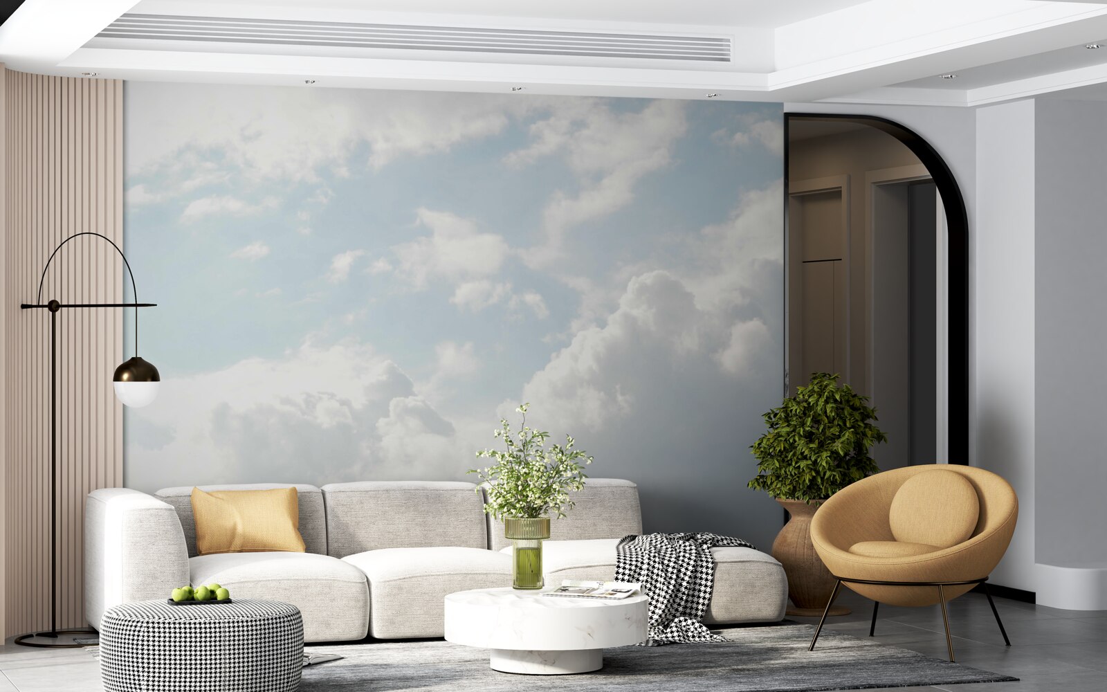 Fotobehang dikke melkachtige wolken