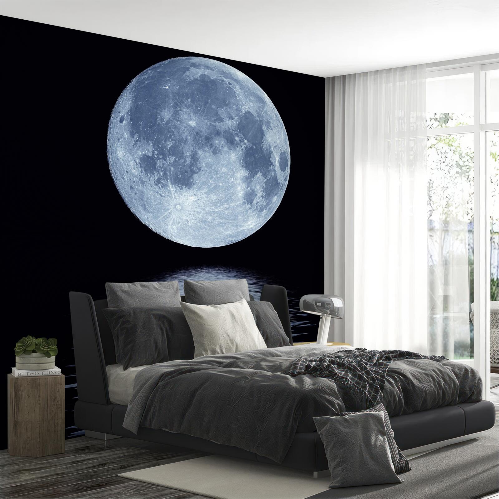 Fotobehang reflectie van de volle maan op het wateroppervlak