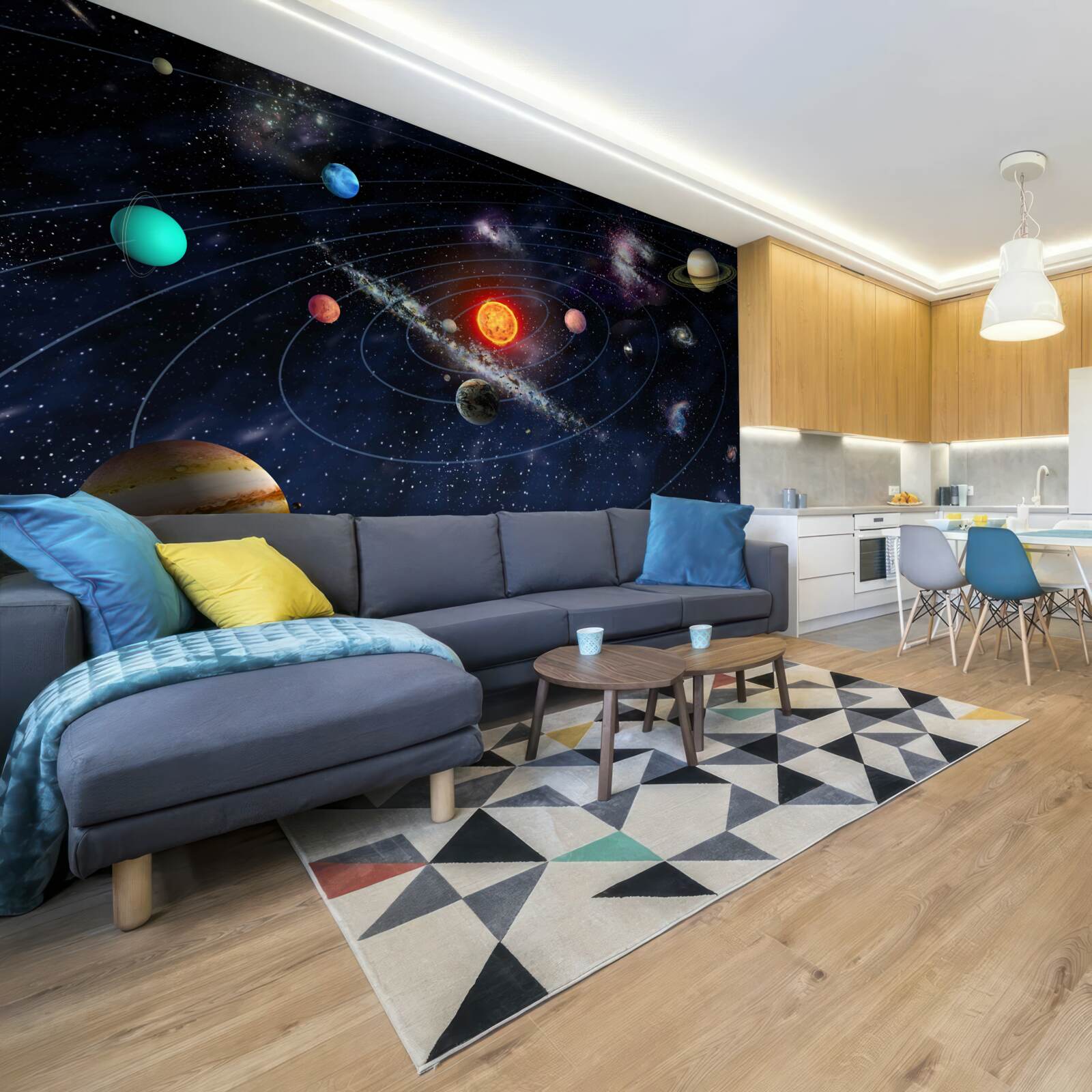 Fotobehang planetair schema in de ruimte