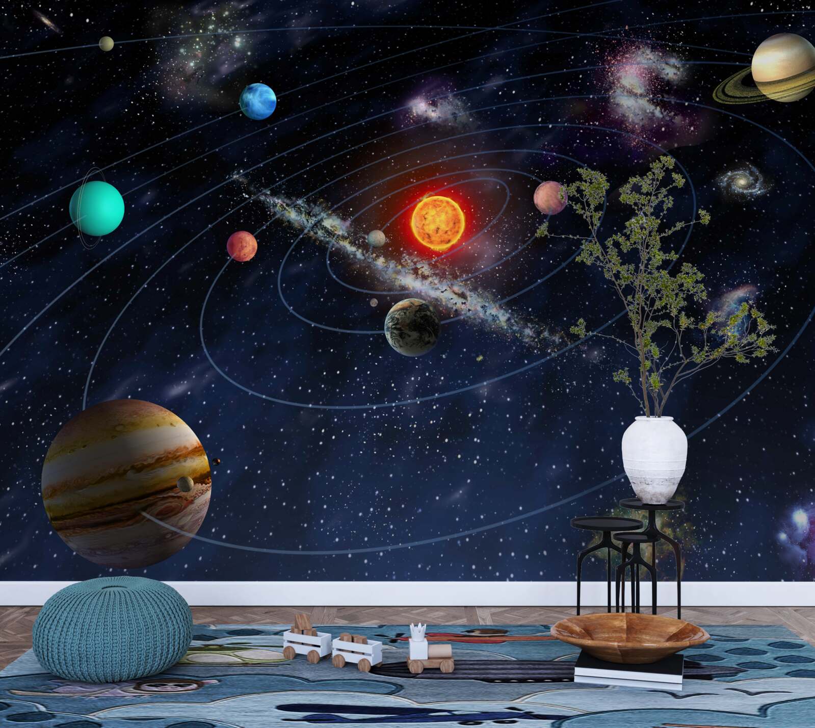 Fotobehang planetair schema in de ruimte