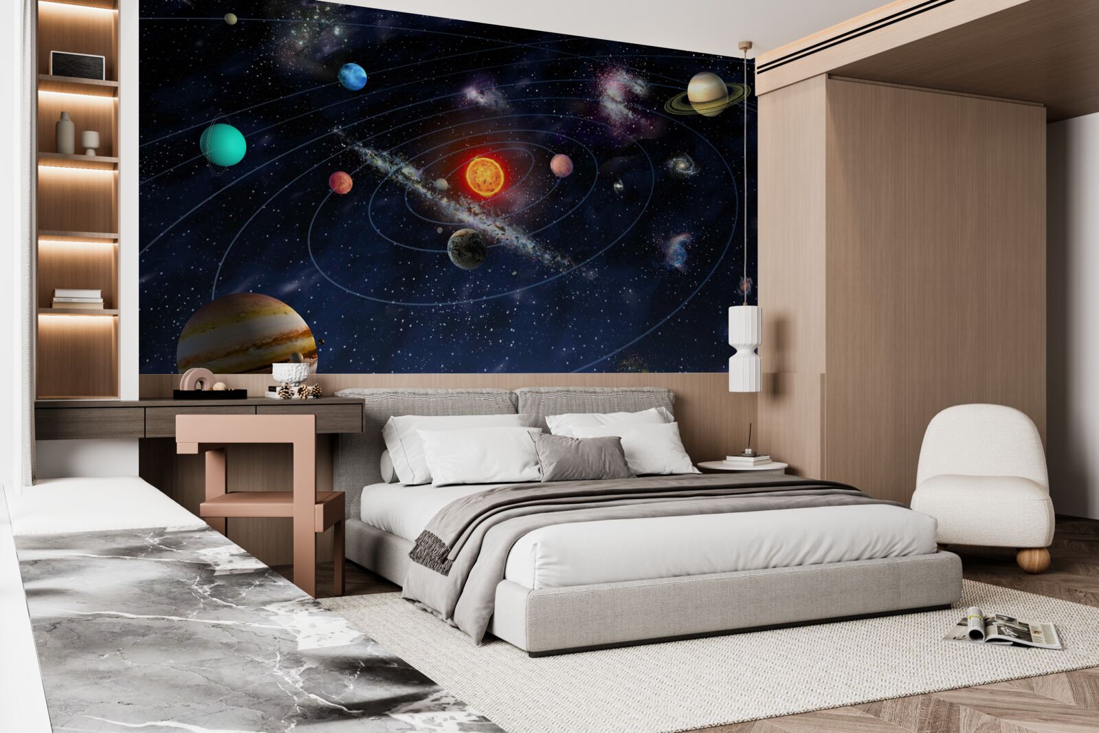 Fotobehang planetair schema in de ruimte