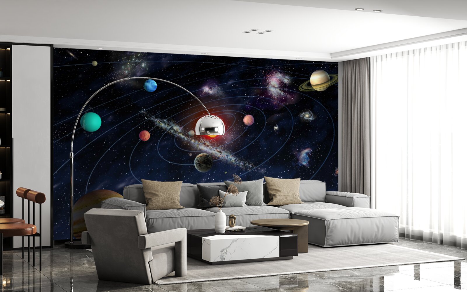 Fotobehang planetair schema in de ruimte