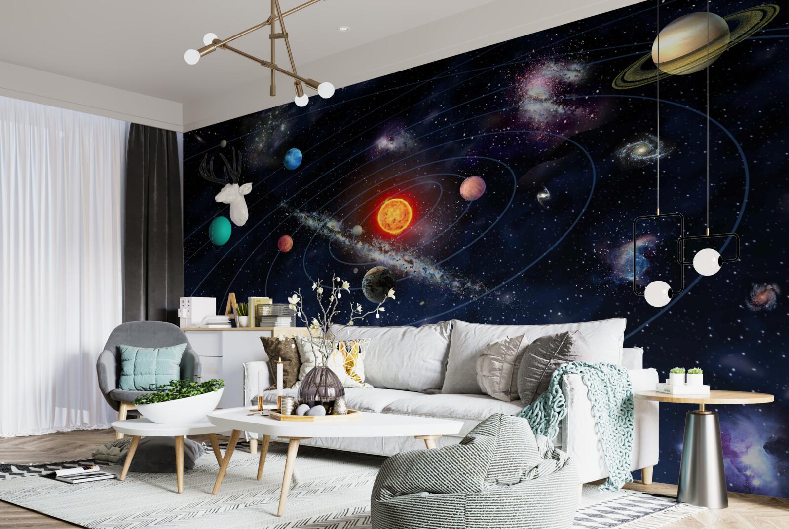 Fotobehang planetair schema in de ruimte