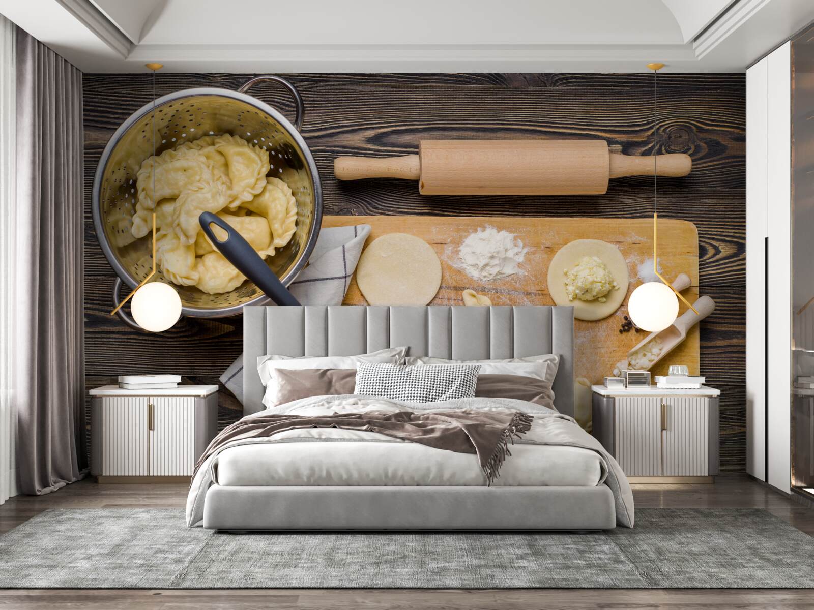 Fotobehang het zorgvuldige proces van het bereiden van de knoedels