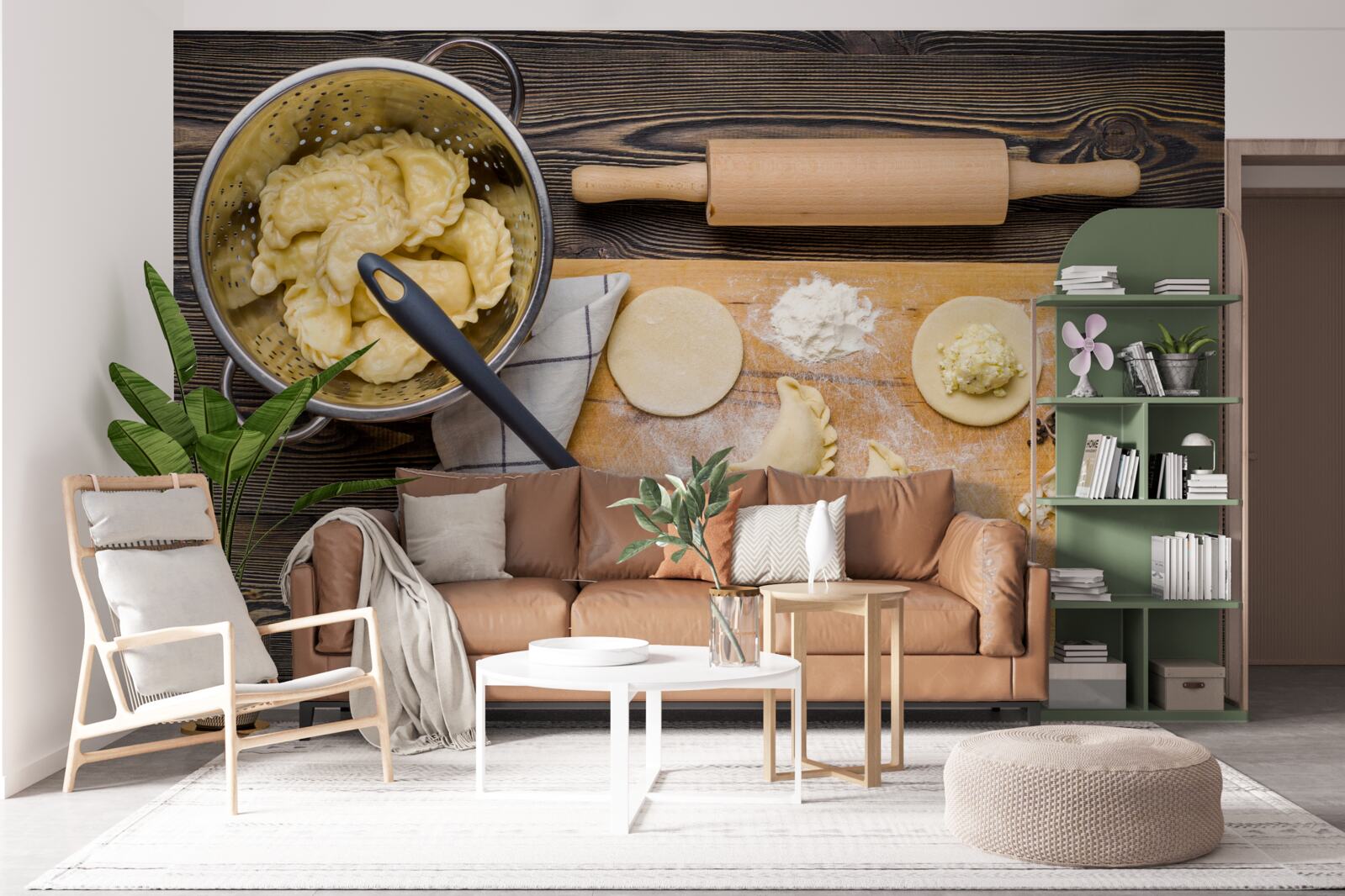 Fotobehang het zorgvuldige proces van het bereiden van de knoedels