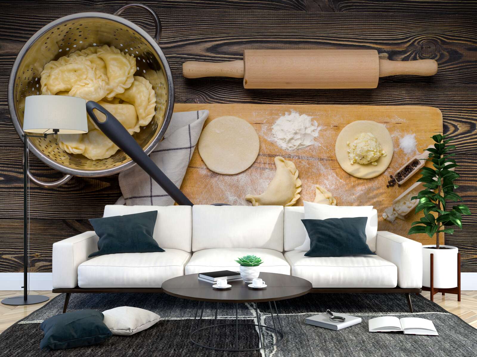 Fotobehang het zorgvuldige proces van het bereiden van de knoedels